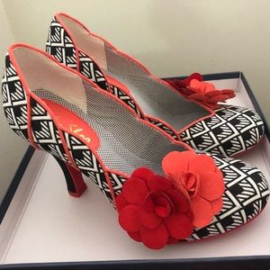 Ruby Shoo coral, white and black heels!